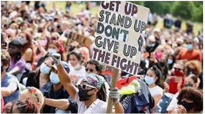 Protesting - Express an objection to what someone has said or done (विरोध करना)