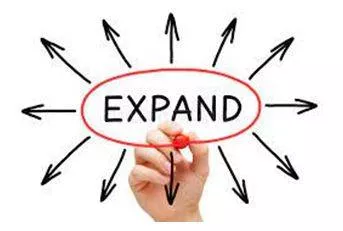 Expanded - To become or to make something bigger. (फैलना या फैलाना) 