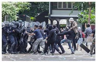 Insurgent - A person who rises in active revolt, typically against an established government or authority. (विद्रोही)