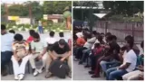 Iphone 17 series launches in india  massive crowd sits on chairs outside delhi apple store in viral video