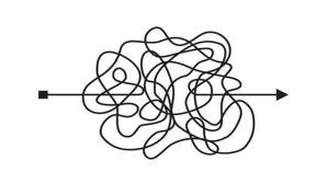 Circuitous - Longer than the most direct way; roundabout or indirect. (घुमावदार, अप्रत्यक्ष)