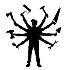 Factotum - A person having many different responsibilities or doing many different kinds of work.