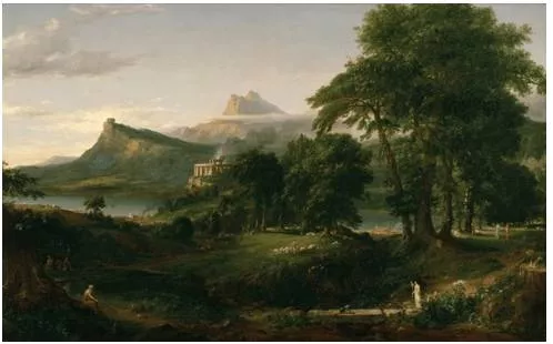 Arcadian - Relating to an idealized, simple, and peaceful rural life.