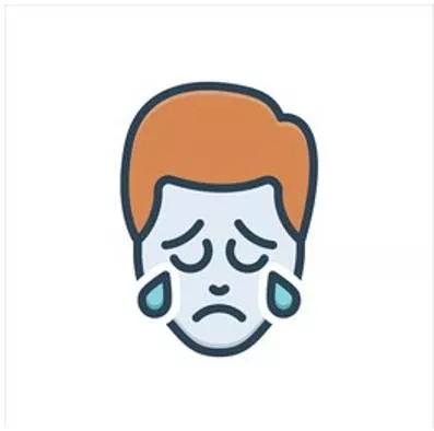 Lachrymose - Tearful or inclined to weep; sad or mournful.