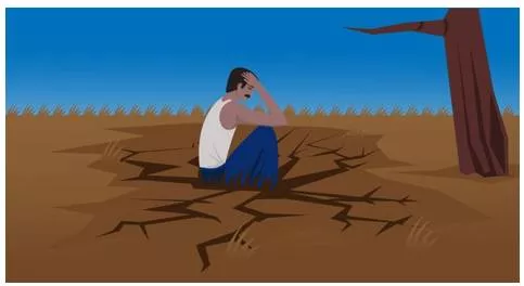 Dearth - A scarcity or lack of something; an insufficient supply. (कमी, अभाव)