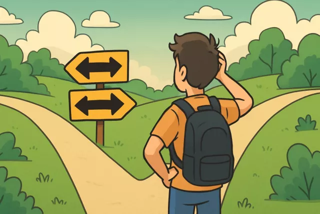 Diverge - To separate and go in different directions; to differ from a common point or standard.