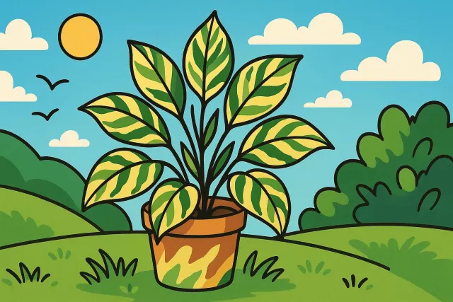 Variegated - Having many different colors or forms; marked by variety or diversity.