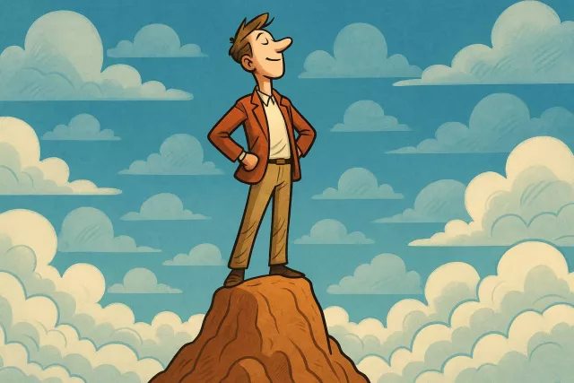 Lofty - Of imposing height; noble, elevated, or grand in character or ideals. (उच्च, महान, उच्च आदर्श वाला)