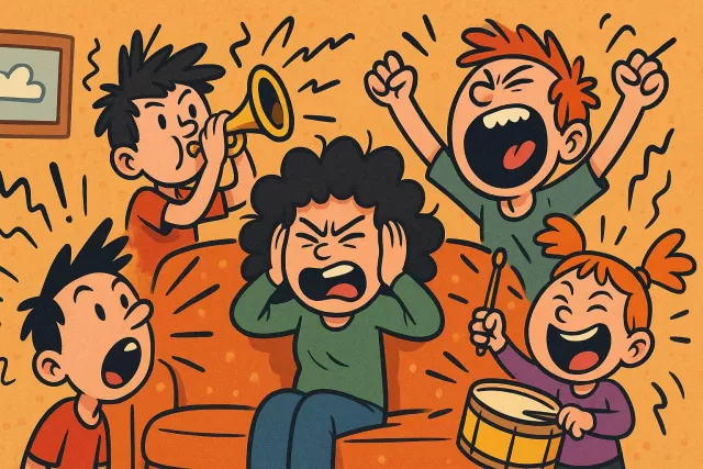 Raucous - Making or involving a loud, harsh, and unpleasant noise; noisy and disorderly. (कर्कश, शोरगुल वाला)