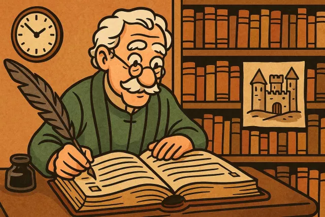 Chronicle - To record events in the order they happen; to write or tell the history of something in detail. (घटनाओं को क्रम से दर्ज करना, विस्तार से इतिहास लिखना)