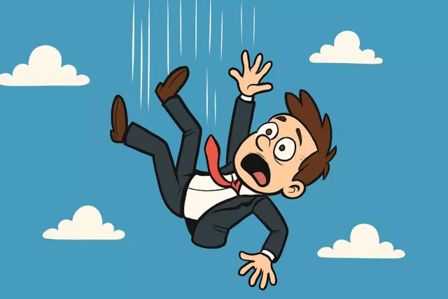 Plummet - To fall or drop straight down at high speed; to decrease suddenly and steeply.