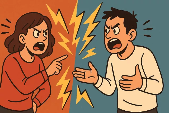 Discord - Disagreement or conflict between people; lack of harmony.