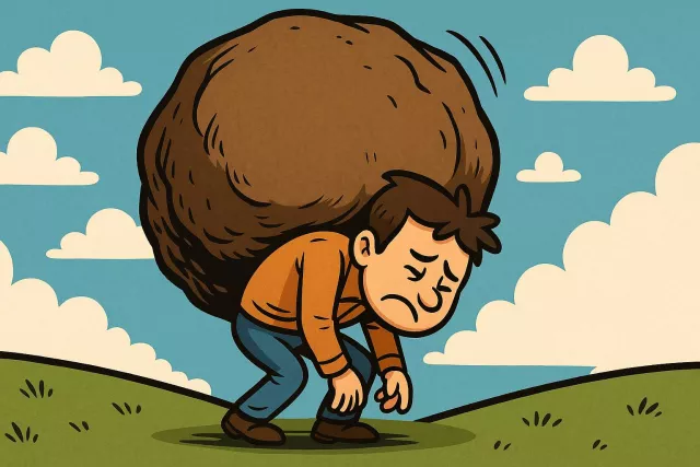 Burden - A heavy load, duty, or responsibility that causes worry, difficulty, or stress.