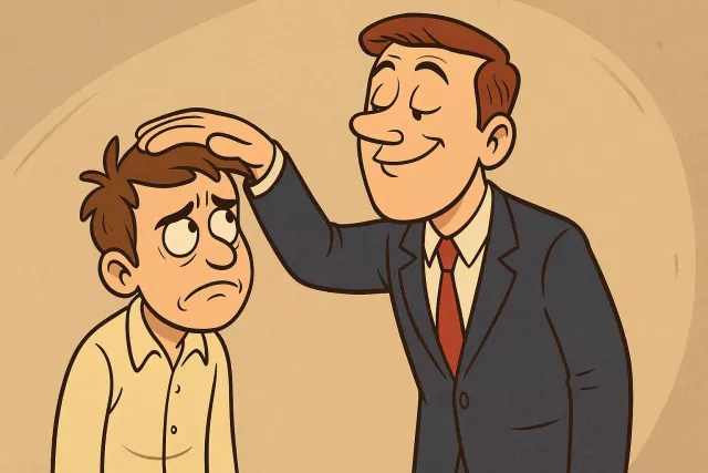 Condescend - To show that you believe you are more important or intelligent than other people; to lower yourself to do something you consider below your status. (????????????? ??????? ????, ???? ?????? ??? ?????)
