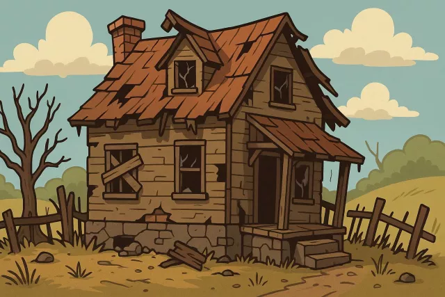 Dilapidated - In a state of ruin or disrepair due to age or neglect.
