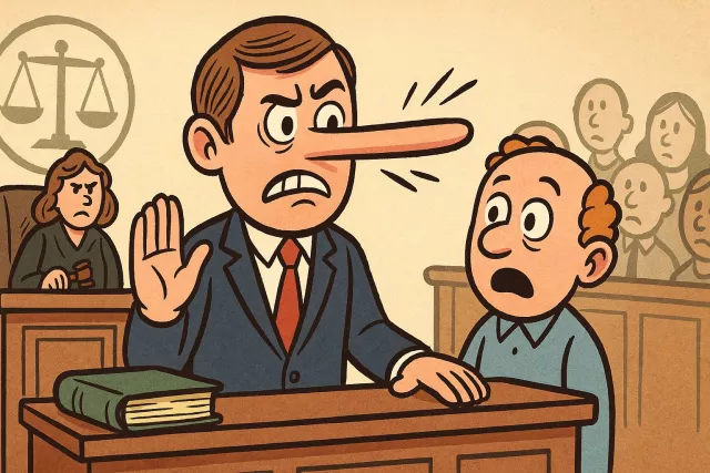 Perjury - The act of lying or giving false information while under oath in court. (??? ?? ??? ??? ?????)