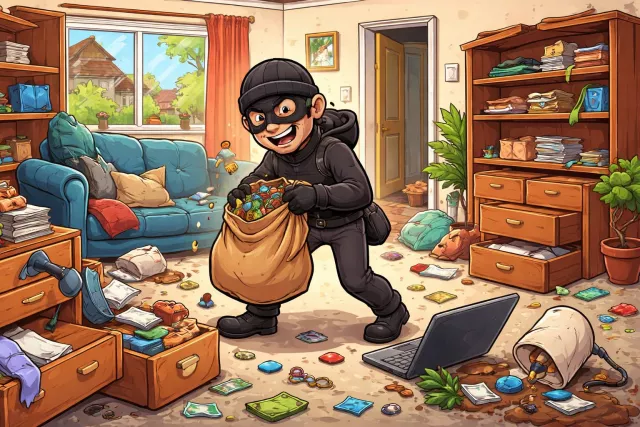 Ransack - Search a place thoroughly and roughly, often causing disorder or damage. (???-???? ?? ????? ????)
