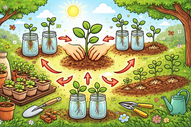 Propagate - Spread and promote (an idea, belief, or information); also to reproduce plants by natural or artificial means. (फैलाना)