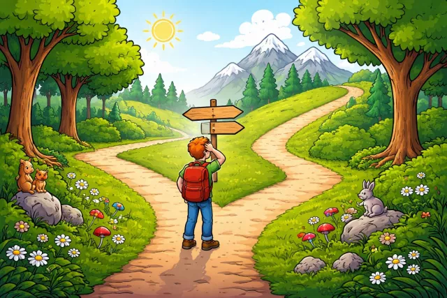 Bifurcate - Divide into two parts or branches.