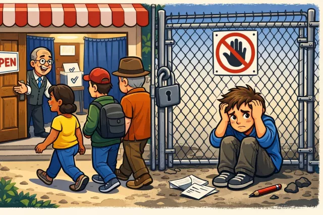 Disenfranchise - Deprive (someone) of the right to vote or of a civil right.