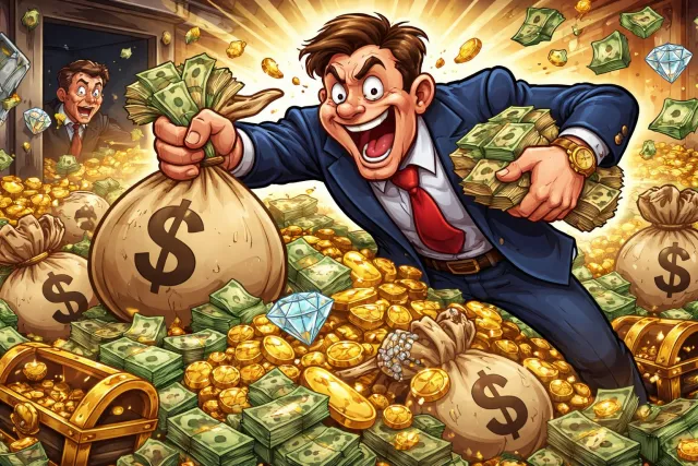 Rapacious - Aggressively greedy; grabbing or desiring more than one needs, especially for money or power. (लोलुप/अत्यधिक लालची)