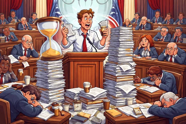 Filibuster - A tactic of delaying or blocking a decision, especially in a legislature, by giving long speeches or causing obstruction.