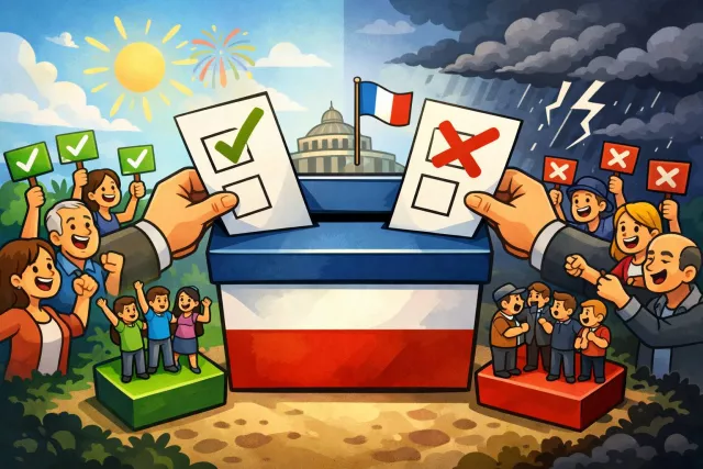 Referendum - A direct vote in which all eligible citizens can vote on a specific proposal or issue. (जनमत संग्रह)