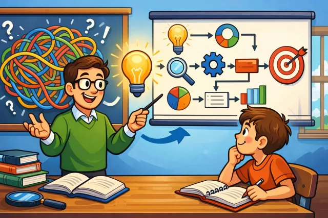Explicate - Explain (something) in detail, making it clear and easy to understand.