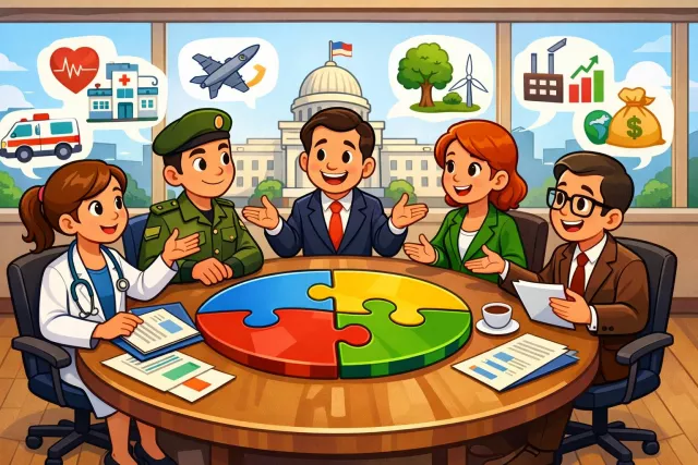 Interministerial - Involving cooperation or coordination between different ministries or departments of a government.