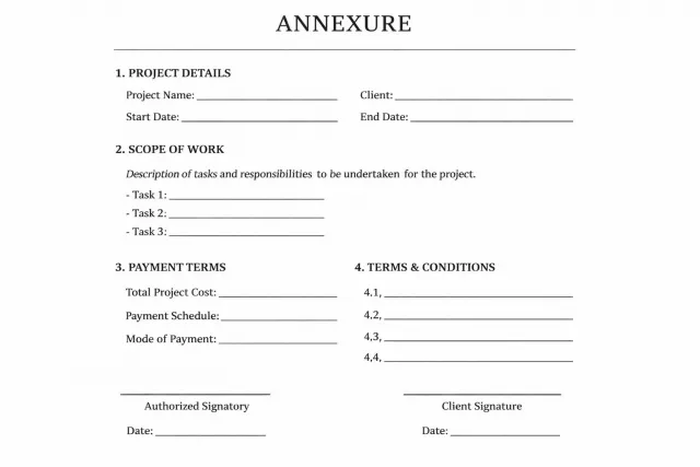 Annexure - An additional document or section attached to the main document for reference.