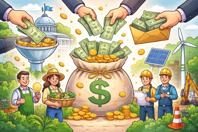 Subvention - Financial support (such as a grant, subsidy, or assistance) given by a government or an organization to reduce costs or encourage an activity. (अनुदान)