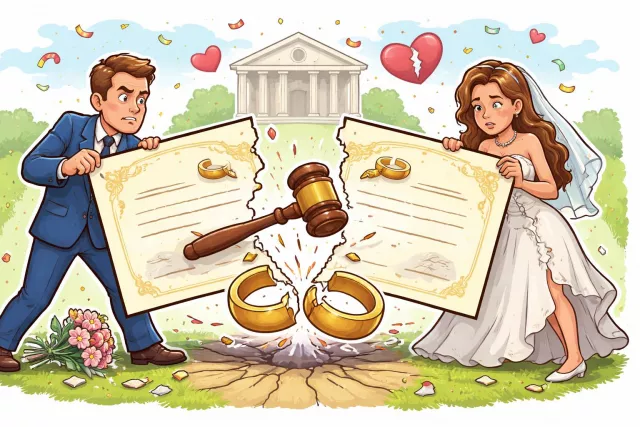 Annulment - Declaring a marriage/legal agreement null and void by a court.