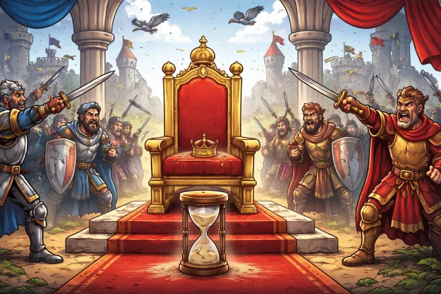 Interregnum - A period between two rules, governments, or leaderships; a gap in authority.