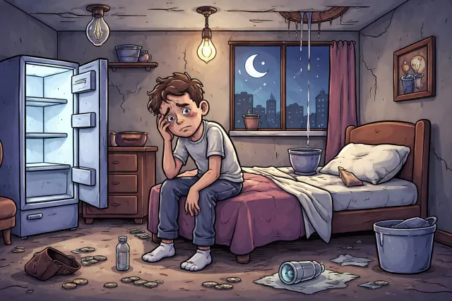 Deprivation - The state of lacking something essential or being deprived of basic needs. (वंचना/अभाव)
