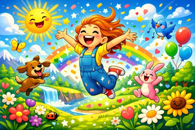 Exuberant - Full of energy, excitement, and cheerfulness.