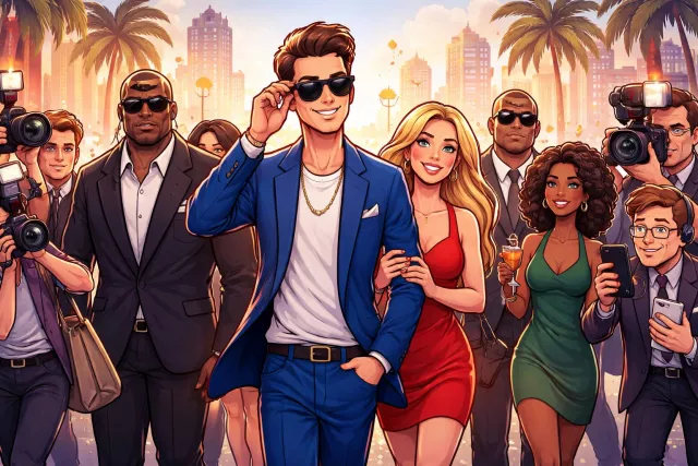 Entourage - A group of people surrounding and accompanying an important person.