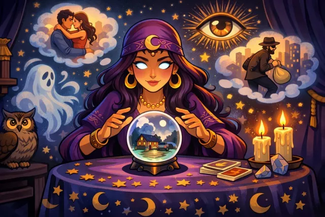 Clairvoyant - Able to see or know things that are not visible or known to others; having supernatural insight.