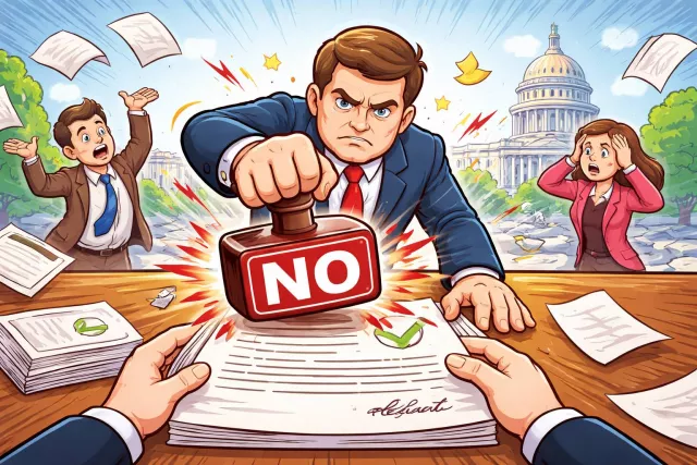 Veto - A constitutional right to reject a decision or proposal made by a law-making body. (निषेधाधिकार) 