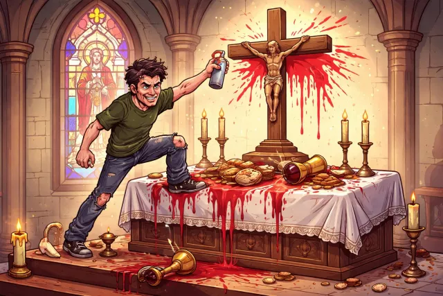 Sacrilege - Violation or misuse of what is regarded as sacred. (अपवित्रीकरण) 