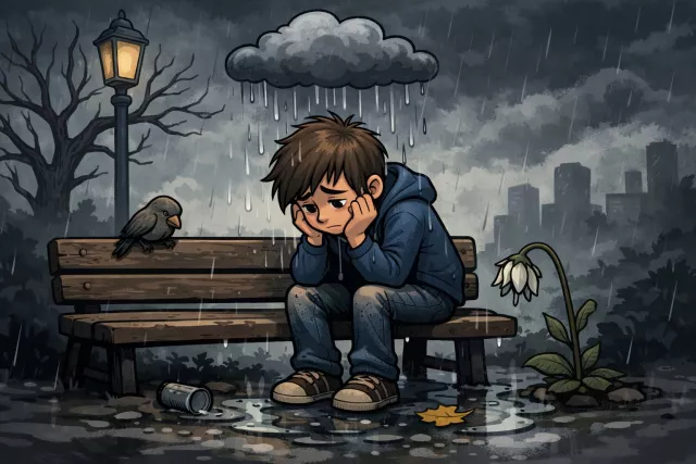 Despondent - In low spirits from loss of hope or courage. (हताश) 