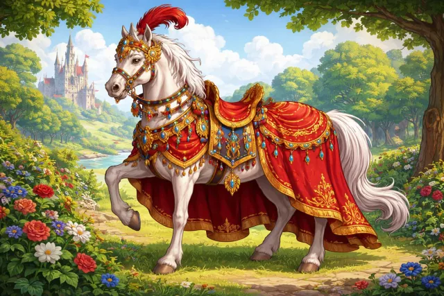 Caparison - To dress in ornamental trappings.