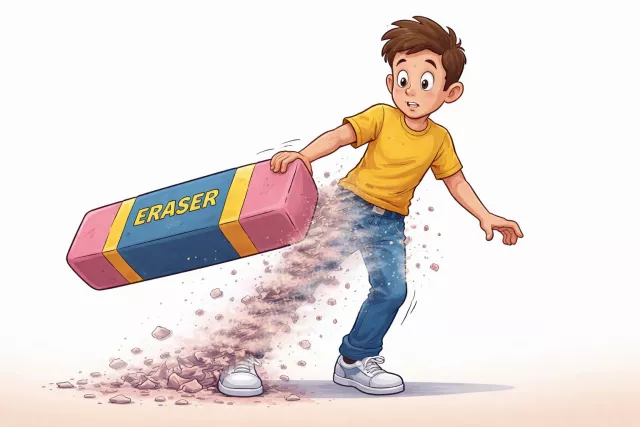 Efface - Erase (a mark) from a surface; make oneself less noticeable.