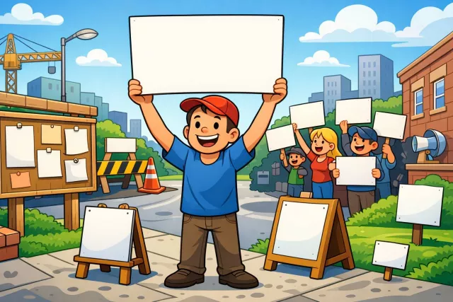 Placard - A printed notice or sign, especially one carried in a public protest. (तख्ती)