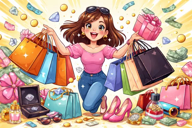 Splurge - Spend money freely or extravagantly. (फिजूलखर्ची करना)