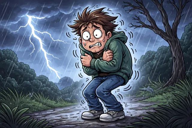 Tremulous - Shaking or quivering slightly, often from fear, nervousness, or emotion. (काँपता हुआ; भय से थरथराता)