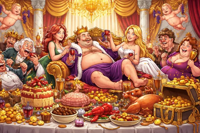 Decadence - Moral or cultural decline, often marked by excessive luxury and lack of discipline. (नैतिक या सांस्कृतिक पतन)