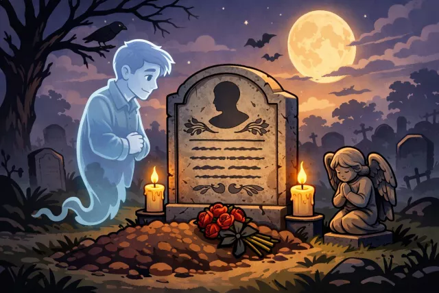 Epitaph - A short text written on a tombstone in memory of a dead person.