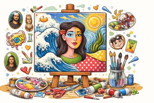 Pastiche - An artistic work that imitates the style of another work, often as a respectful tribute.