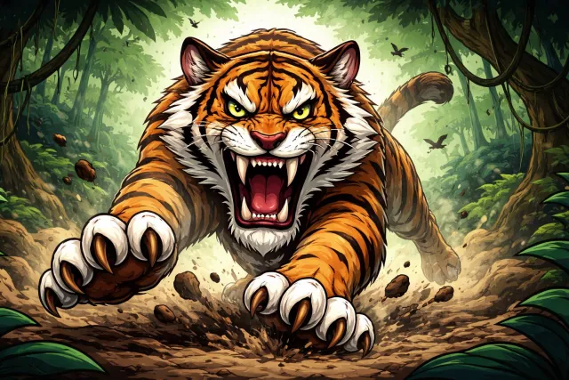 Ferocious - Savagely fierce, violent, or intense. (क्रूर)