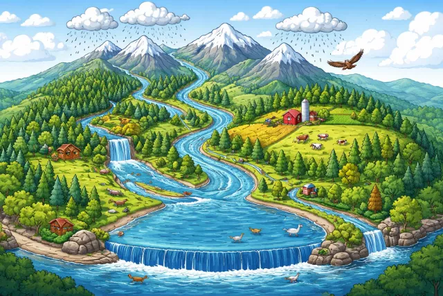 Watershed - areas drained by different river systems; also a crucial turning point. (जल-विभाजक; निर्णायक मोड़) 8. Watershed: (noun) Meaning: